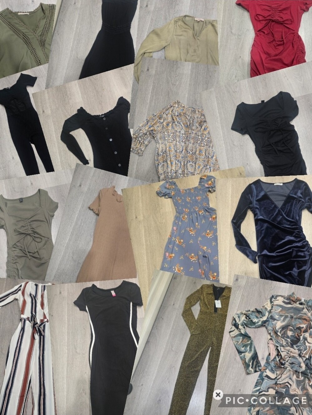 16 Pcs Mixed Women's Dresses & Jumpsuits Floral, Velvet, Striped, Solid